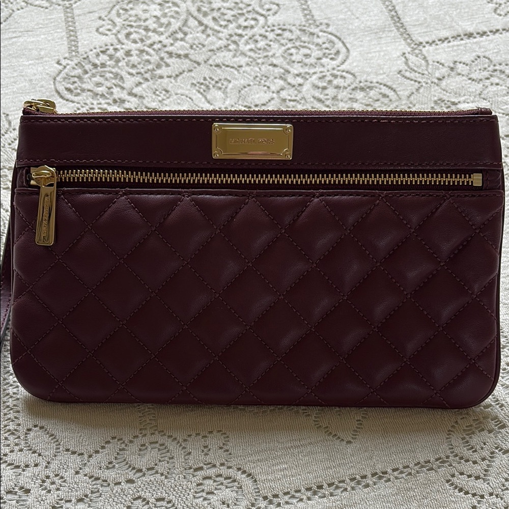 Michael Kors Quilted Burgundy Clutch